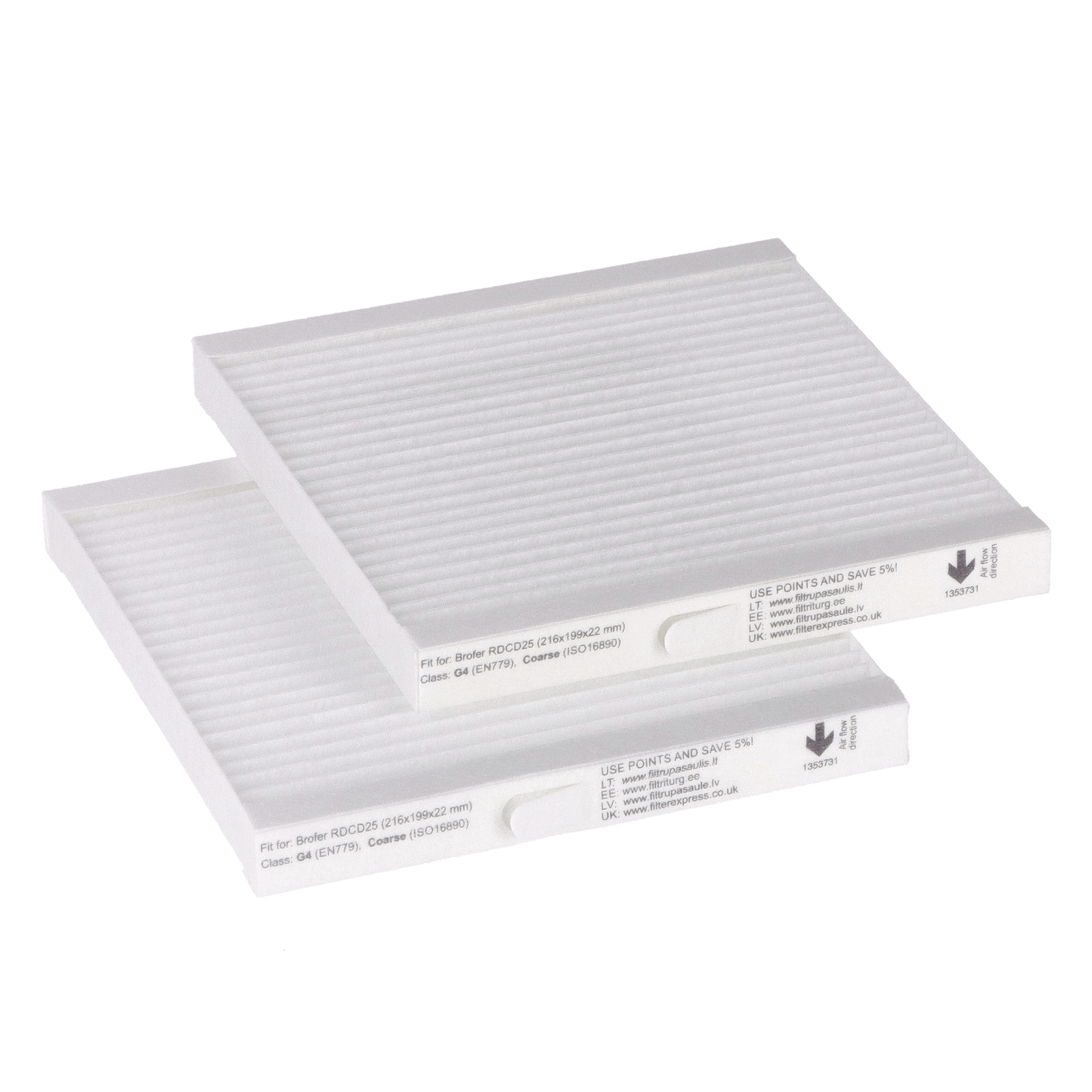 Brofer RDCD25(SK) Filtersatz G4+G4 216x199x22