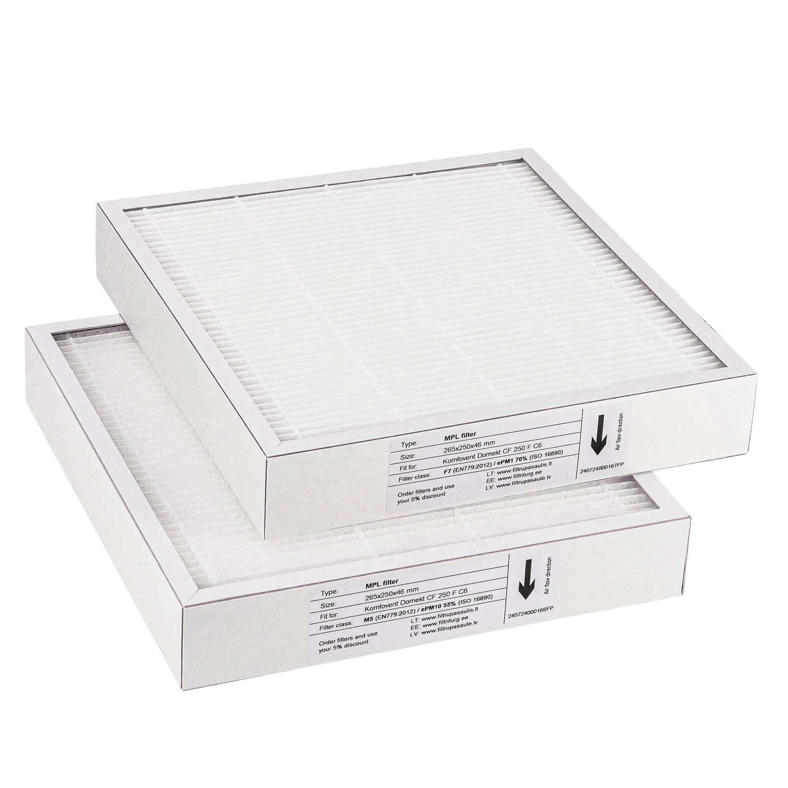 Komfovent Domekt CF 250 F C6 filter set M5+F7 (house brand) 265x250x46