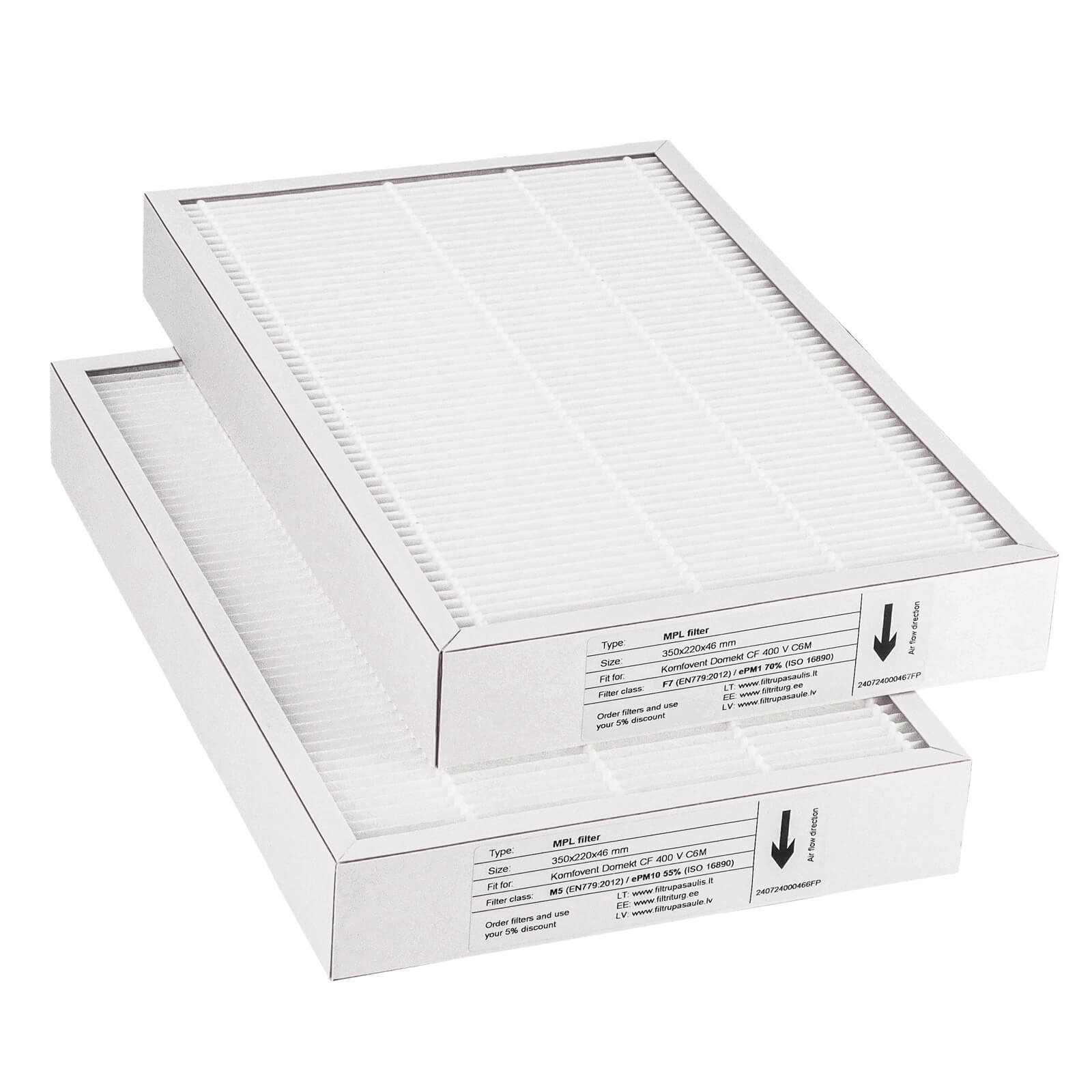 Komfovent Domekt CF 400 V C6M filter set M5+F7 (house brand) 350x220x46