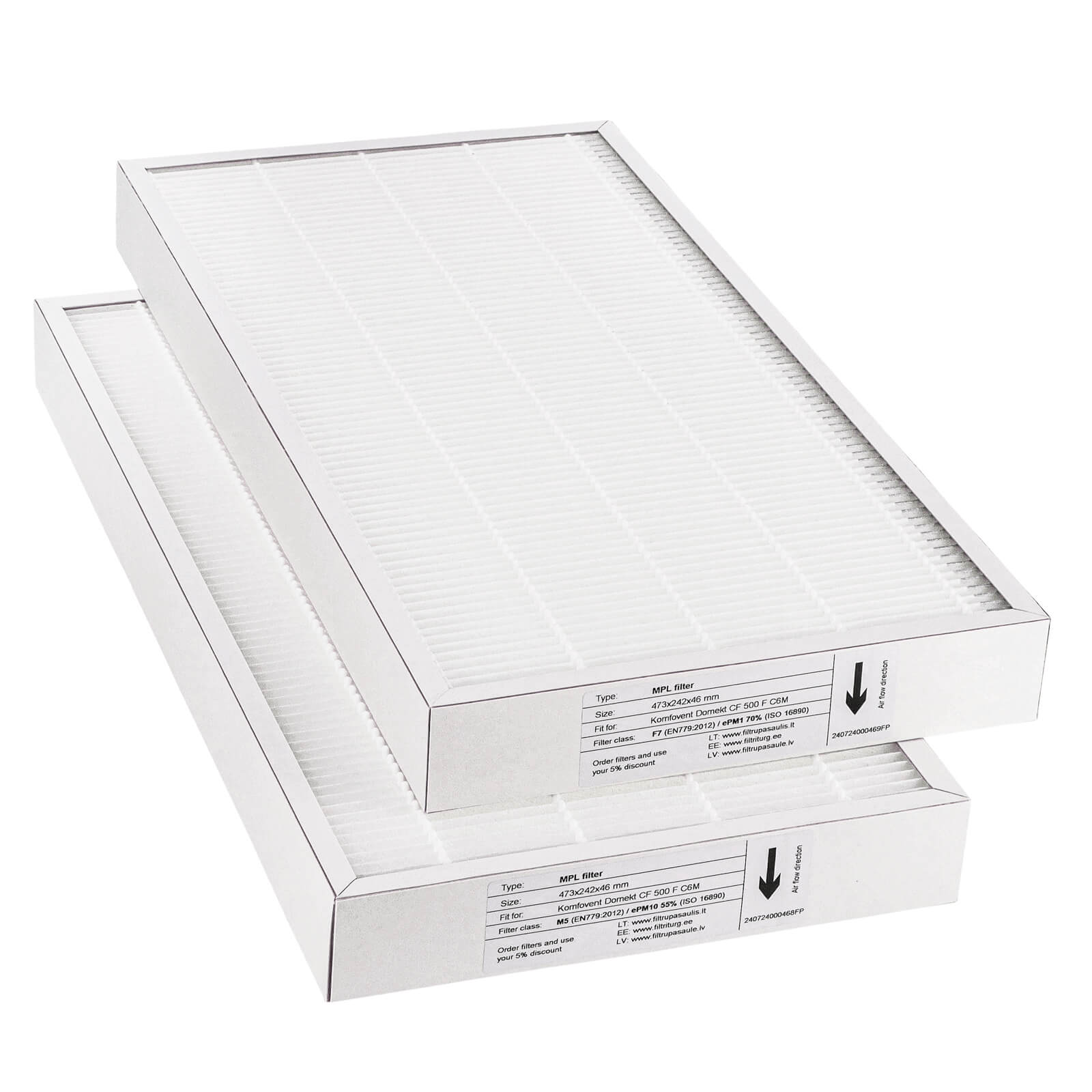 Komfovent Domekt CF 500 F C6M Filtersatz M5+F7 (Hausmarke) 473x242x46