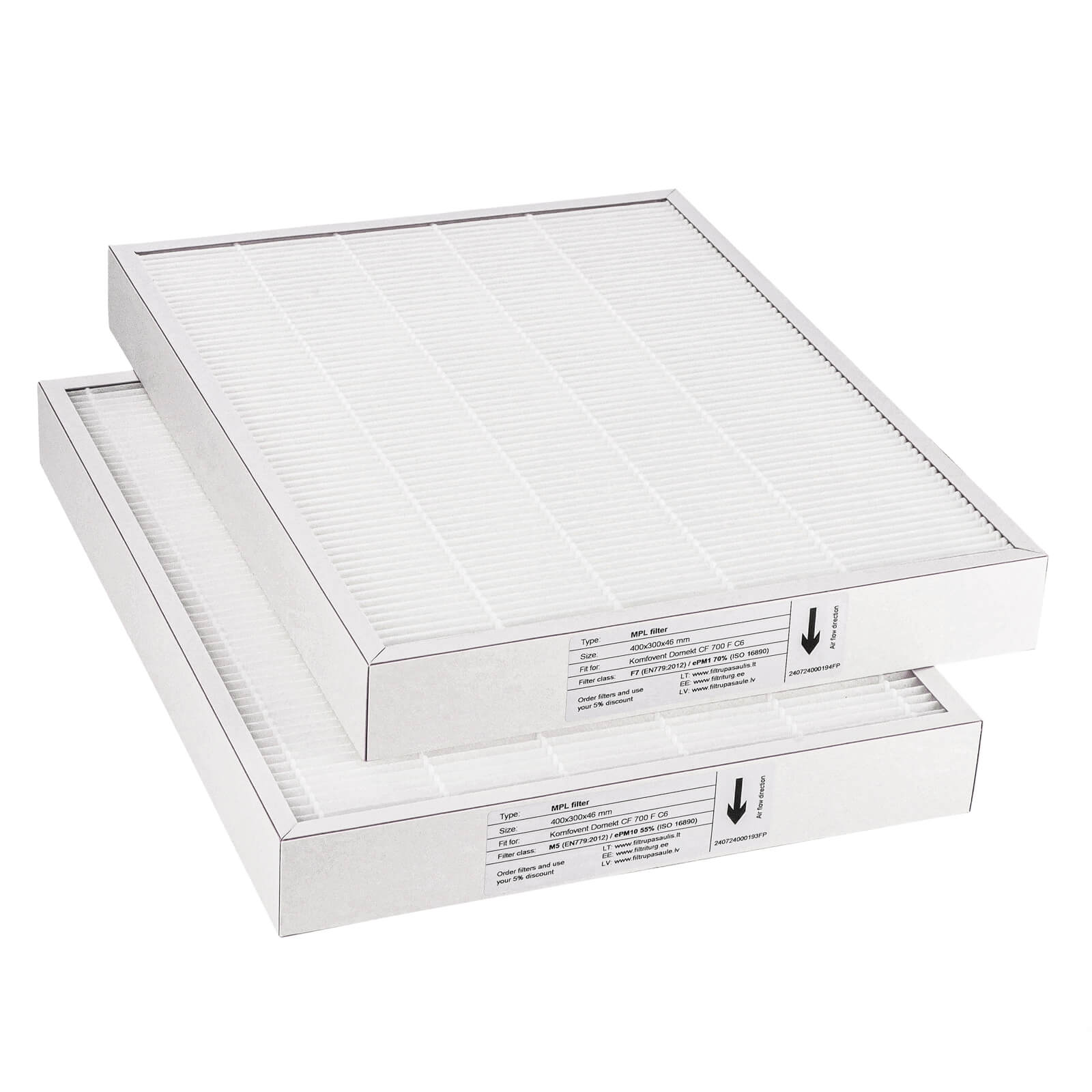 Komfovent Domekt CF 700 F C6 Filtersatz M5+F7 (Hausmarke) 400x300x46