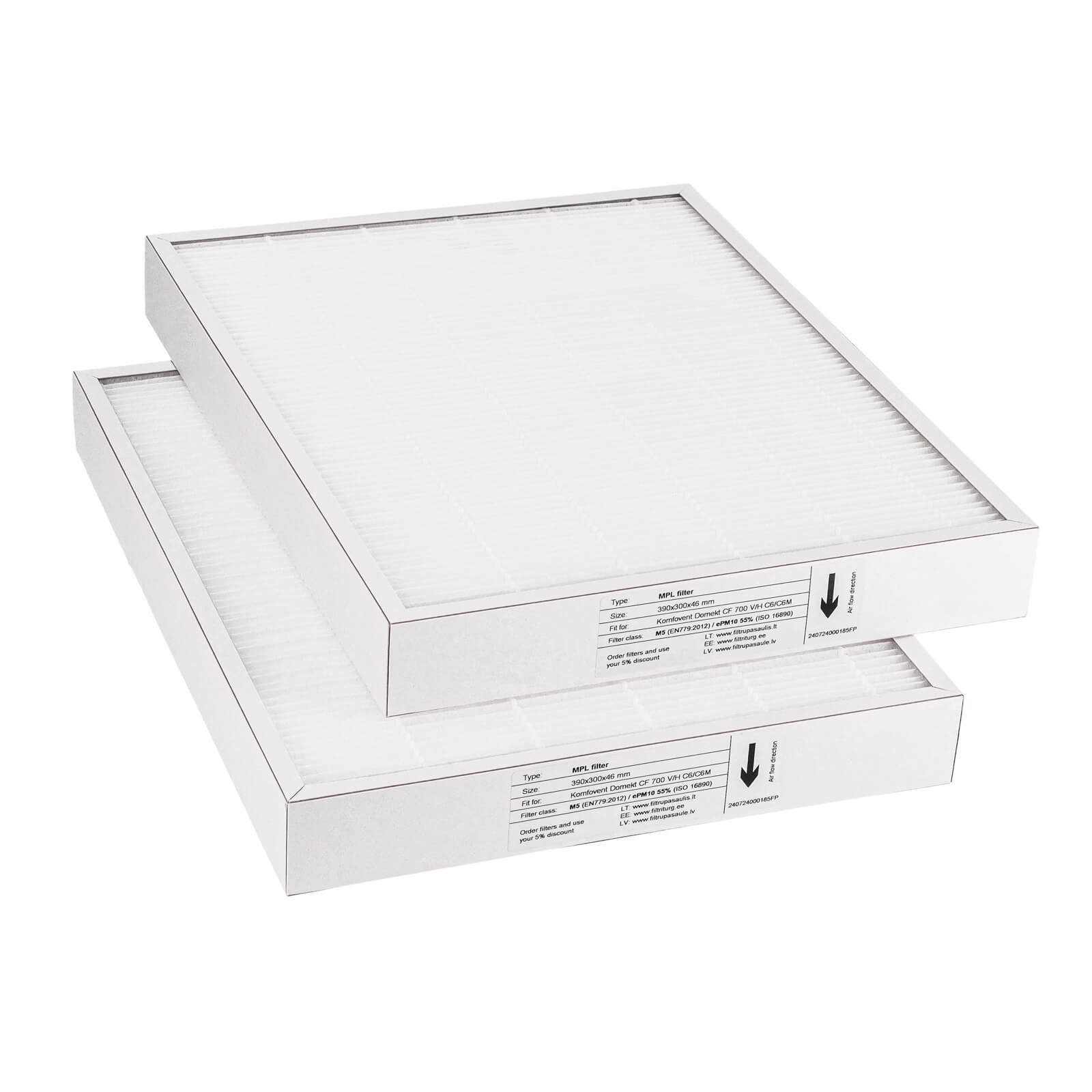 Komfovent Domekt CF 700 V-H C6-C6M Filtersatz M5+M5 (Hausmarke) 390x300x46