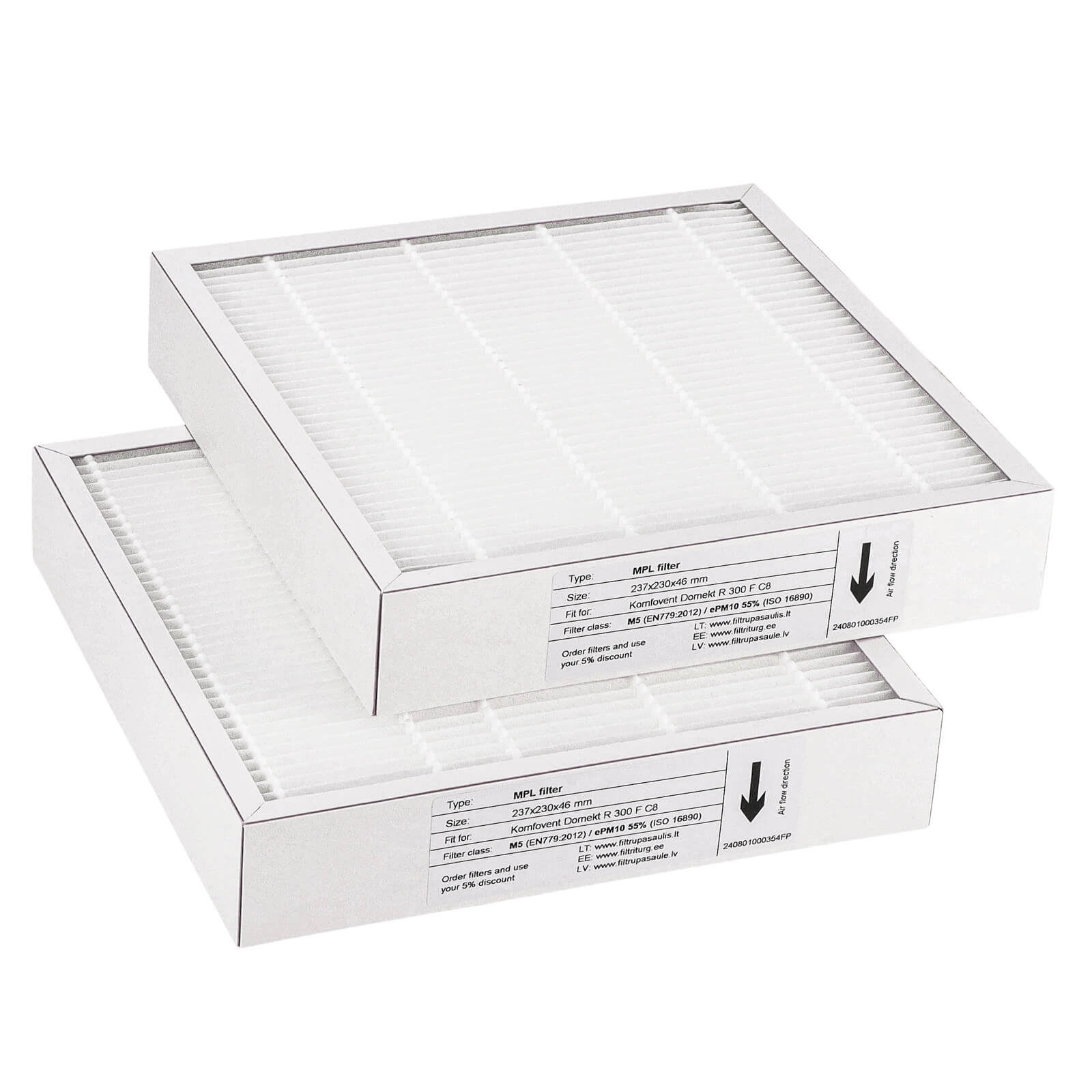 Komfovent Domekt R 300 F C8 Filtersatz M5+M5 (Hausmarke) 237x230x46