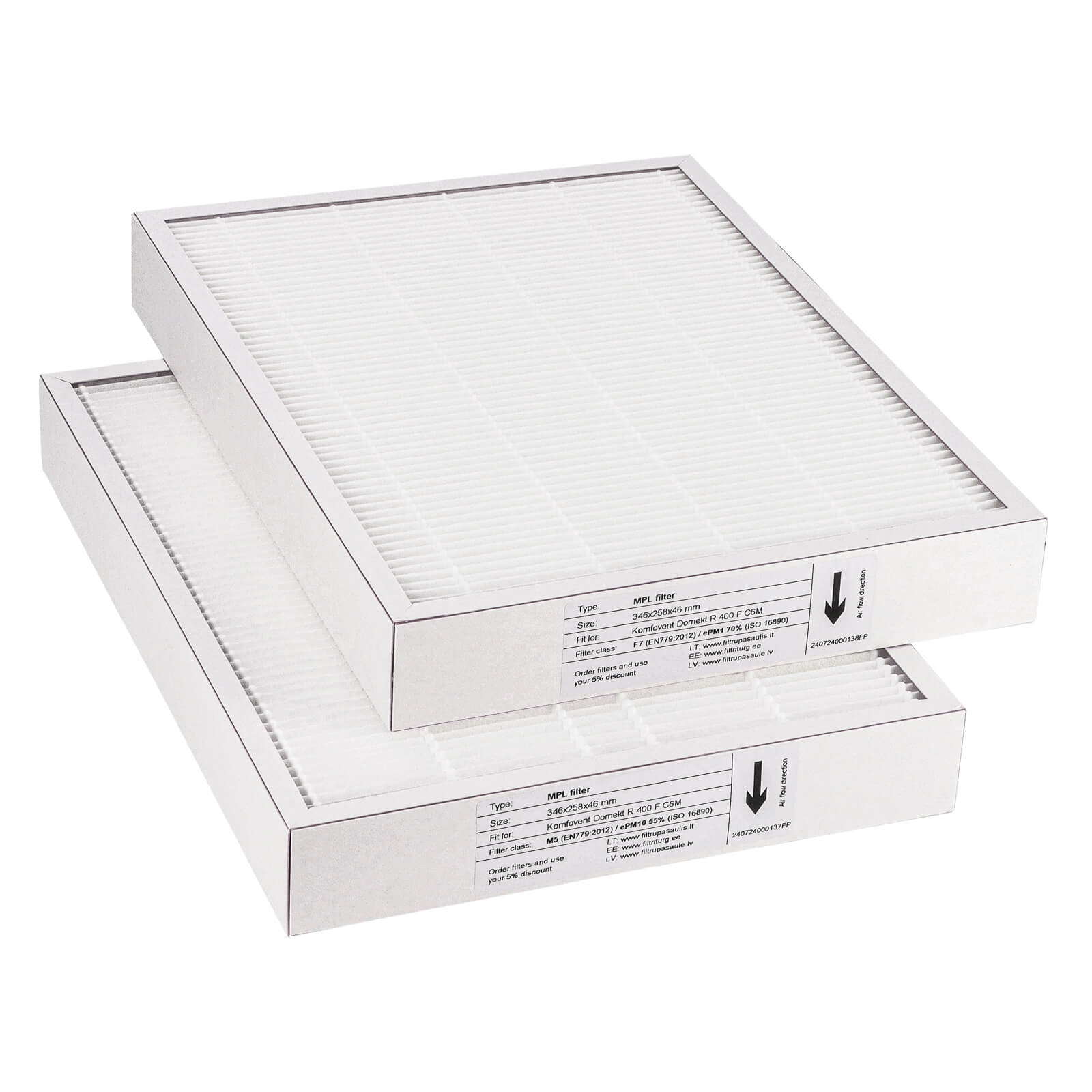 Komfovent Domekt R 400 F C6M Filtersatz M5+F7 (Hausmarke) 346x258x46