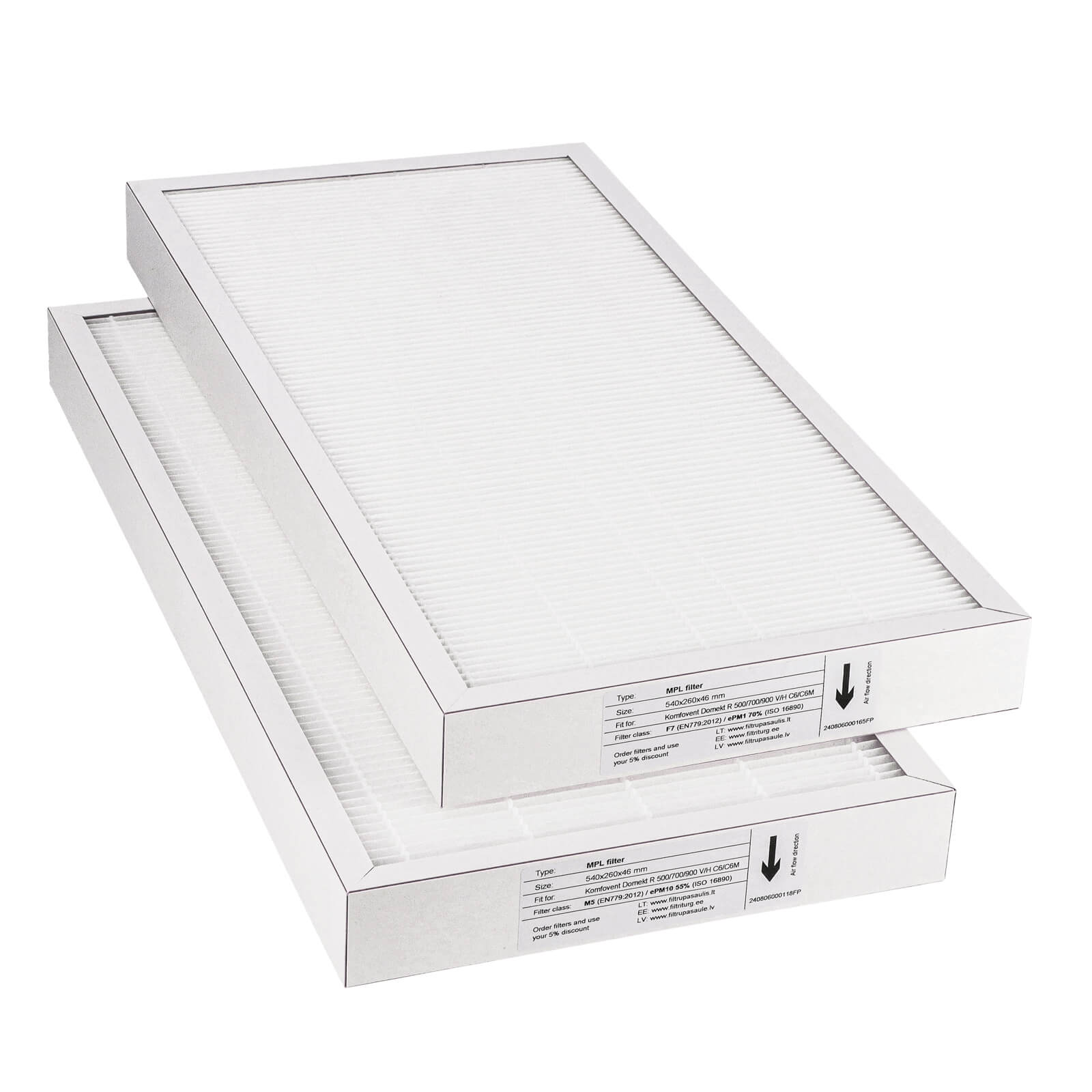 Komfovent Domekt R 500-700-900 V-H C6-C6M Filtersatz M5+F7 (Hausmarke) 540x260x46