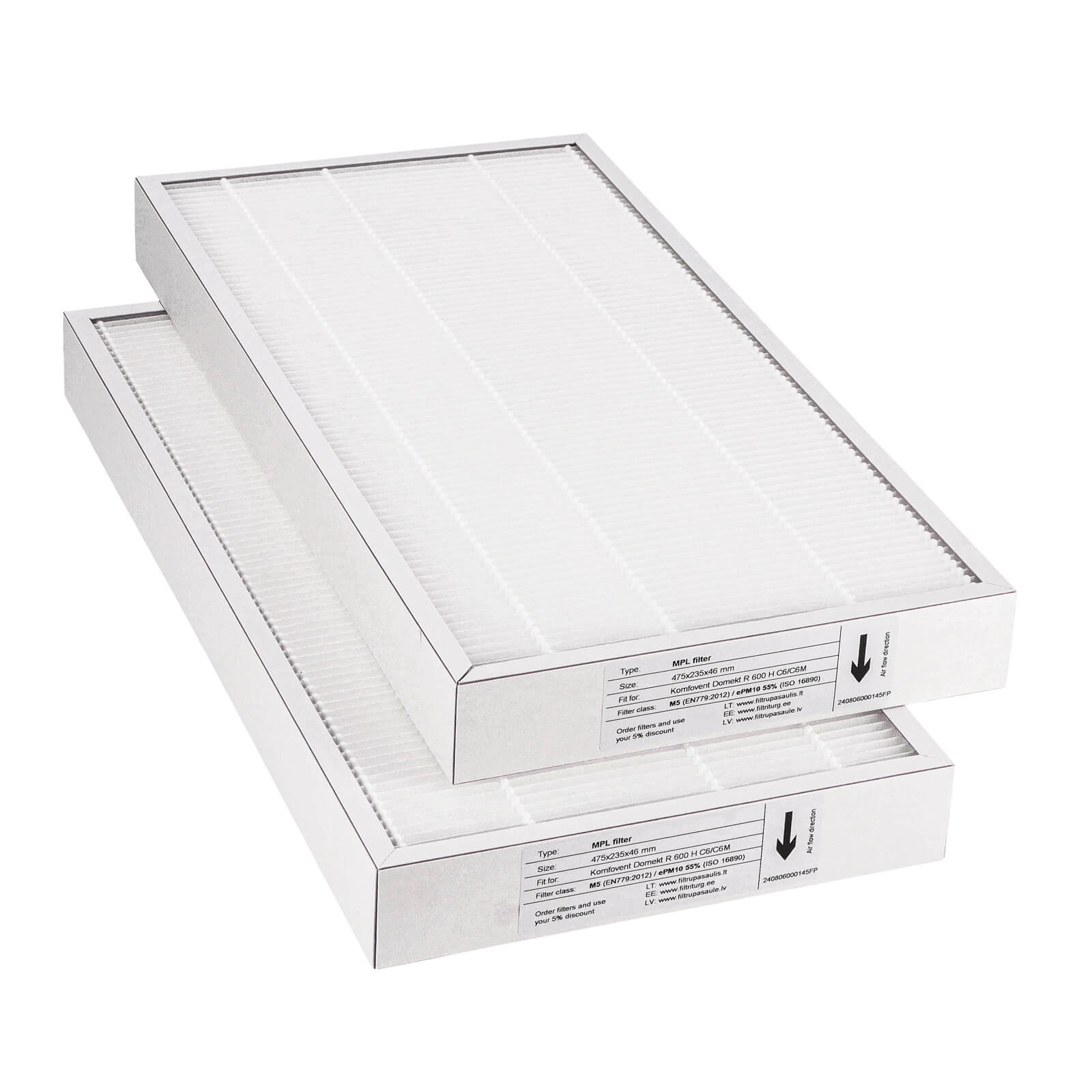 Komfovent Domekt R 600 H C6-C6M Filtersatz M5+M5 (Hausmarke) 475x235x46