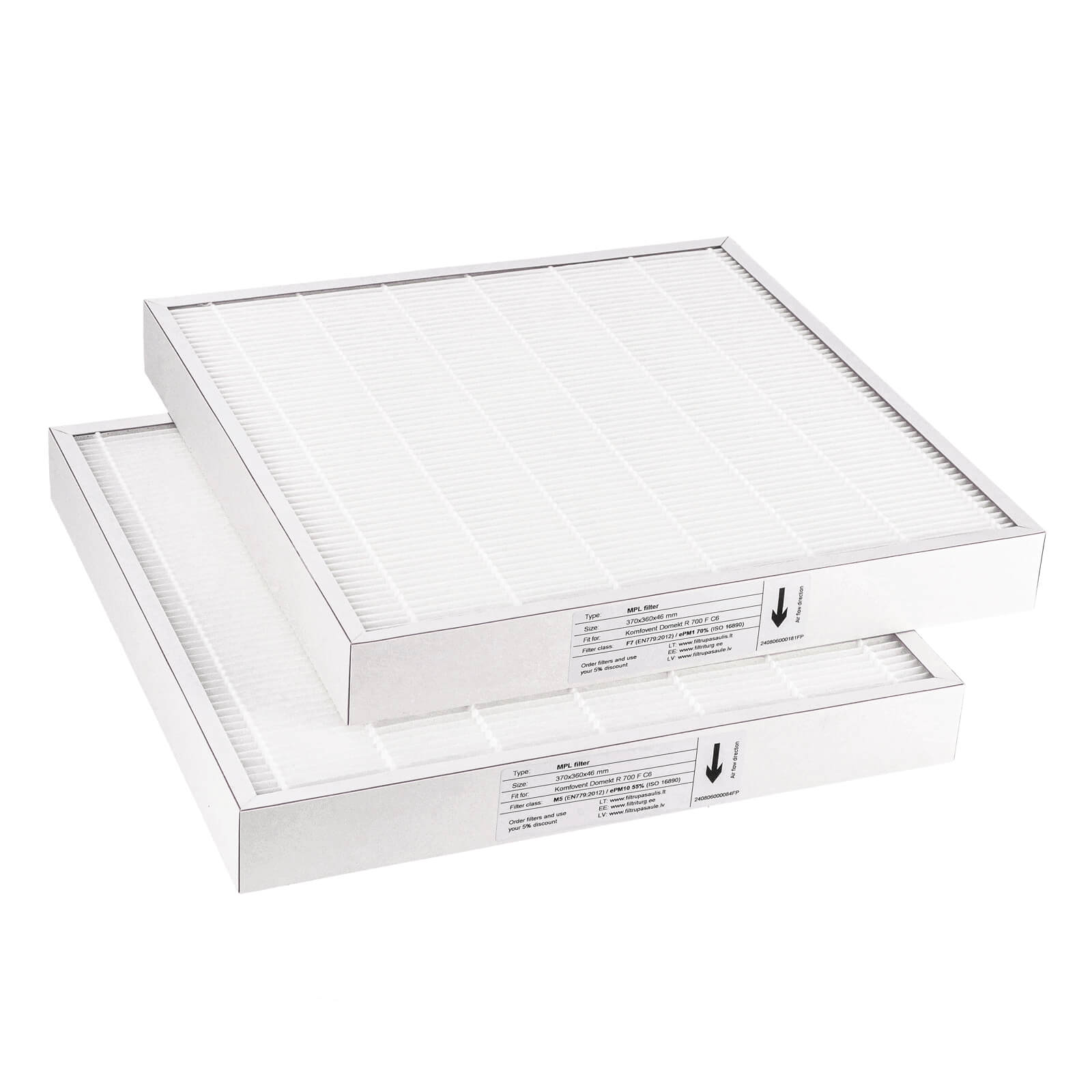 Komfovent Domekt R 700 F C6 Filtersatz M5+F7 (Hausmarke) 370x360x46