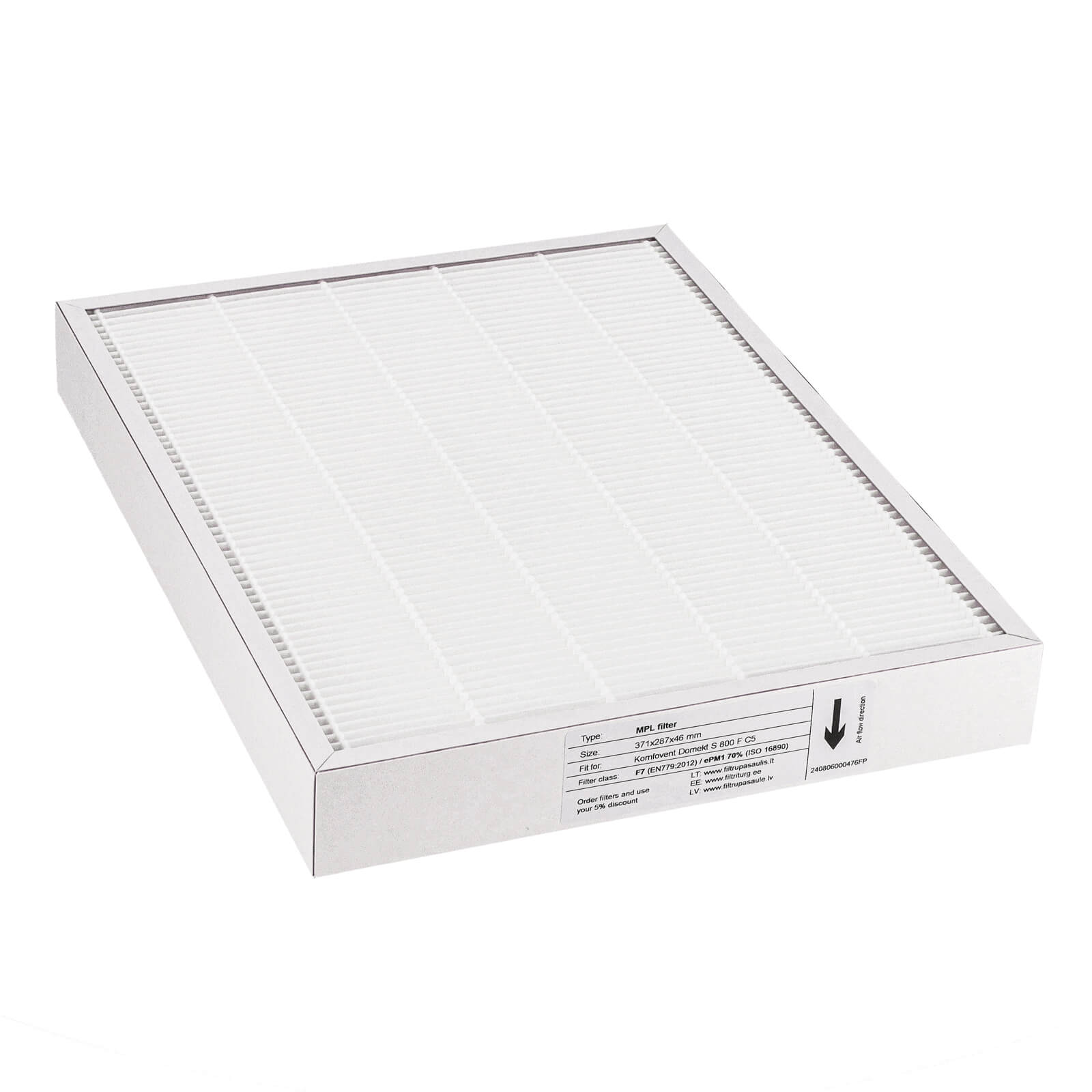Komfovent Domekt S 800 F C5 Filter F7 (Hausmarke) 371x287x46